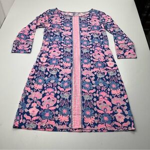 Lilly Pulitzer Marlowe Iris Blue Pink Floral Dress Pima Cotton Womens Size Small